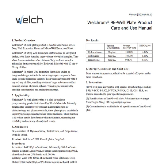 Welchrom 96-Well Plate Product Care and Use Manual