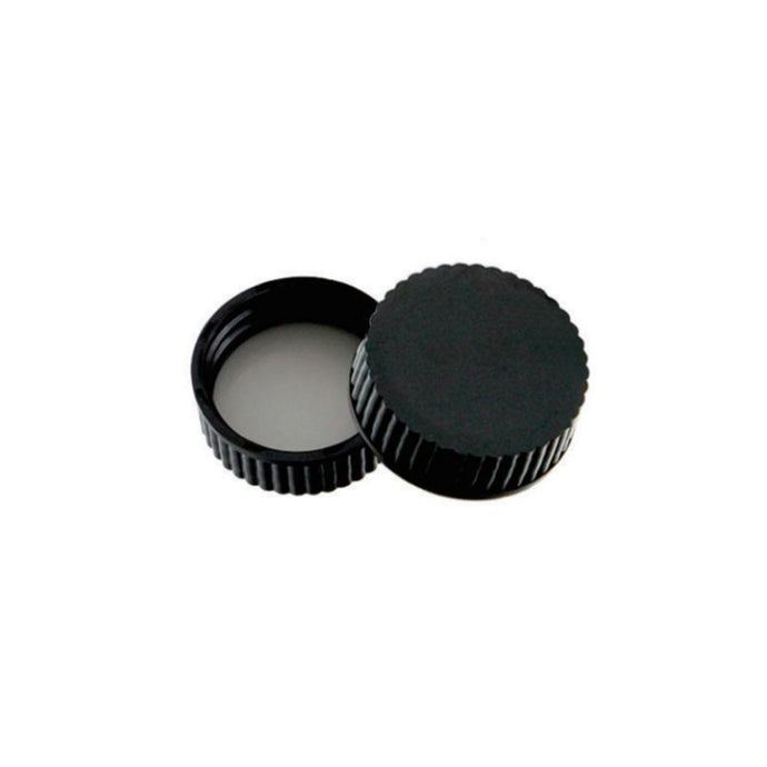 33-400 Black Closed PP Top Cap, with Natural PTFE/White Silicone Septa 1.5mm Thick. 8 pcs/pk