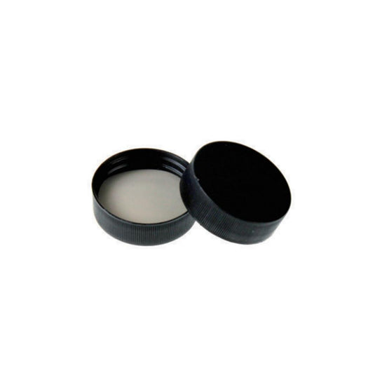 28-400 Black Closed PP Top Cap, with Natural PTFE/White Silicone Septa 1.5mm Thick. 12 pcs/pk