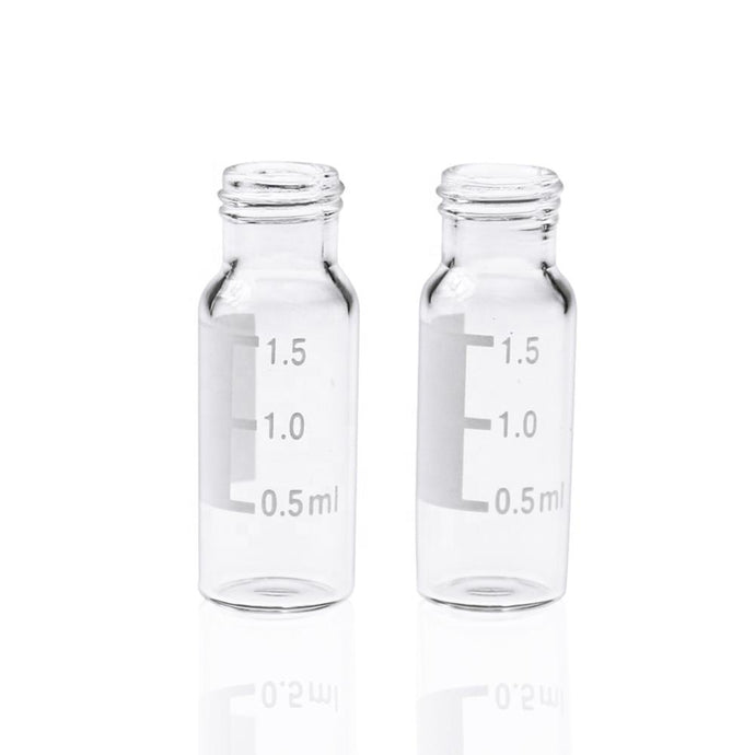 2mL Clear Glass 12×32mm Flat Base 9-425 Screw Thread Vial with Label, 100pcs/pk.