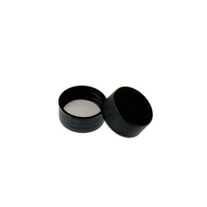 20-400 Black Closed PP Top Cap, with Natural PTFE/White Silicone Septa 2.0mm Thick. 48 pcs/pk