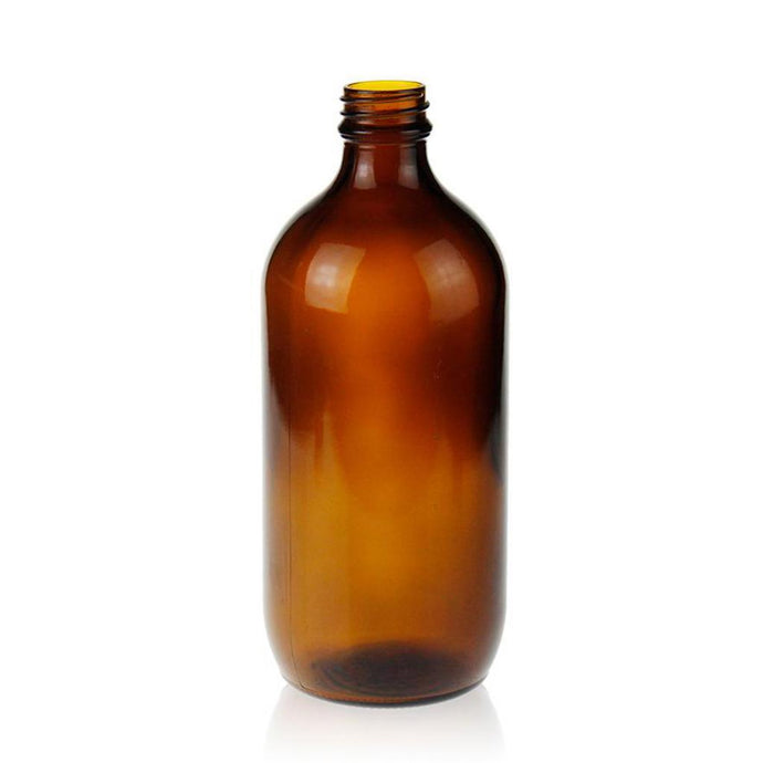 500mL 28-400 Boston Round Amber Glass Bottle 83×176.5mm,  12 pcs/pk.