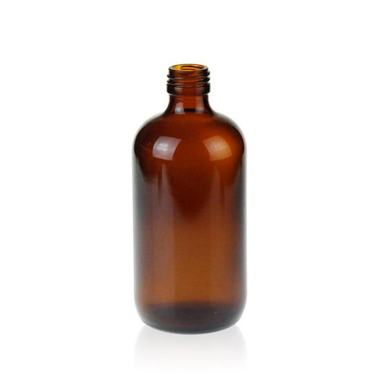 250mL 24-400 Boston Round Amber Glass Bottle 61.6×140.8mm,  30 pcs/pk.