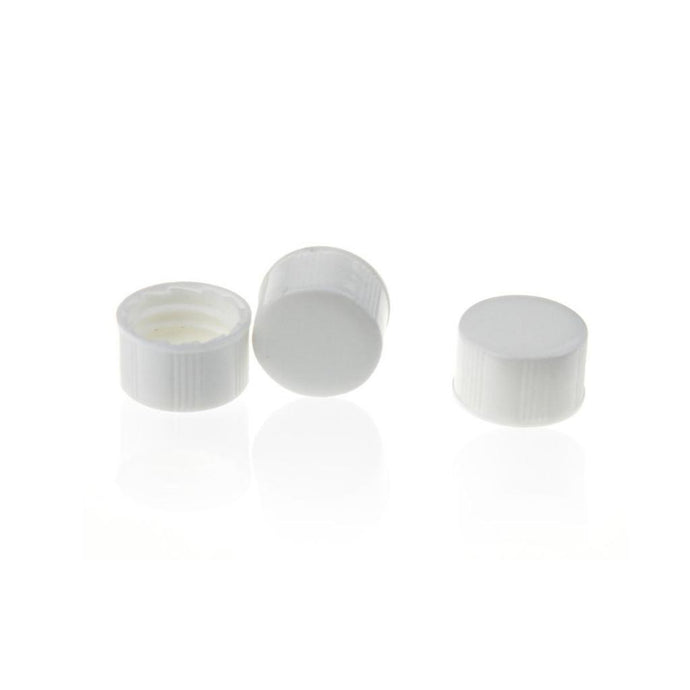 13-425 White Closed PP Top Cap, with White PTFE/Red Silicone Septa 1.0mm Thick. 100pcs/pk