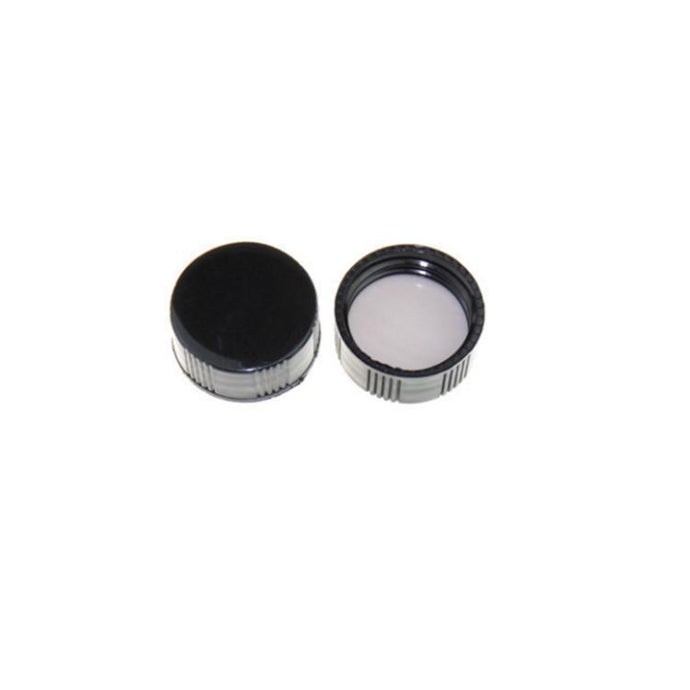 24-400 Black Closed PP Top Cap, with Natural PTFE/White Silicone Septa 1.5mm Thick. 100pcs/pk
