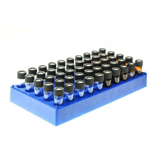 PP Vial Rack 50 Positions for 4mL Vials Blue Color. 1pc/pk.