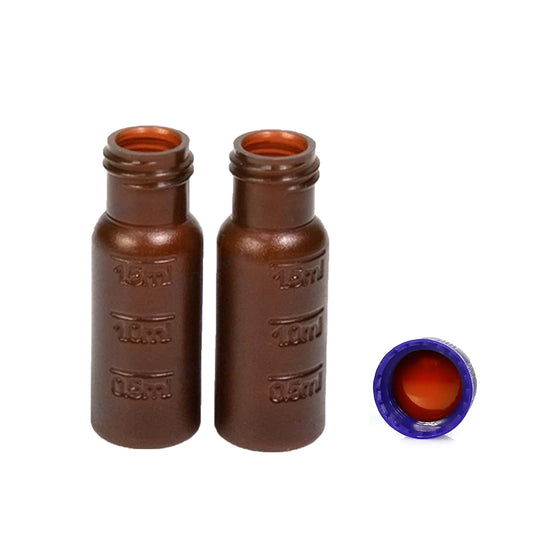 2mL Amber Wide Opening PP 9-425 Screw Vial with Graduations, 100 pcs/pk, 50 pk/case
