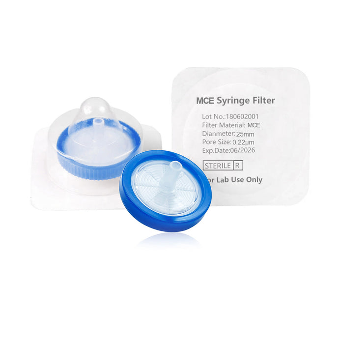 Syringe Filter, MCE, Sterile, Dia. 25mm, Pore 0.22μm, 50pcs/pk, 10pk/case
