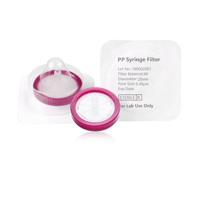 Syringe Filter, PP, Sterile, Dia. 25mm, Pore 0.45μm, 50pcs/pk, 10pk/case