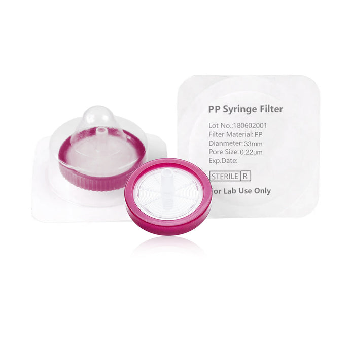 Syringe Filter, PP, Sterile, Dia. 33mm, Pore 0.22μm, 50pcs/pk, 10pk/case