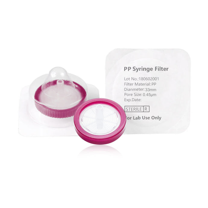Syringe Filter, PP, Sterile, Dia. 33mm, Pore 0.45μm, 50pcs/pk, 10pk/case