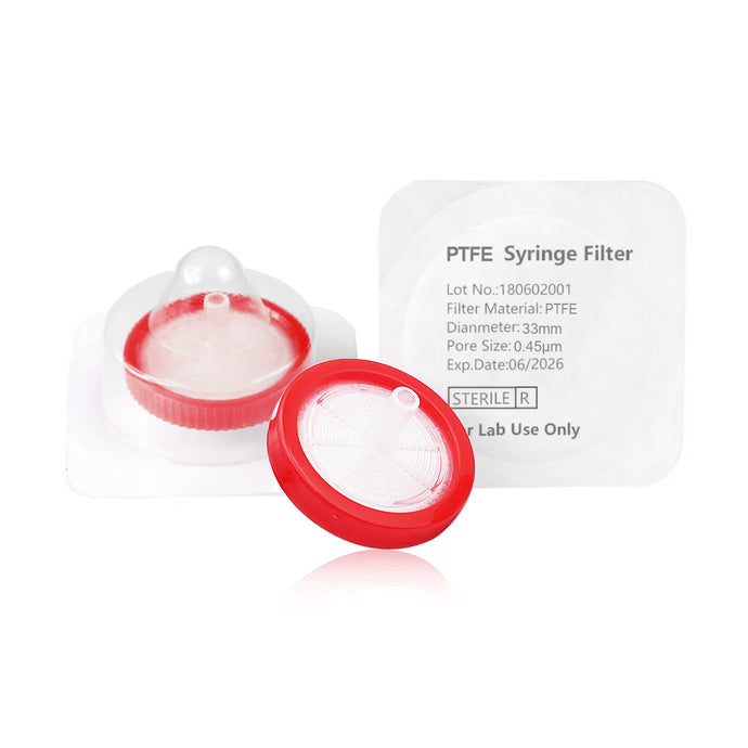 Syringe Filter, Hydrophobic PTFE, Sterile, Dia. 33mm, Pore 0.45μm, 50pcs/pk, 10pk/case