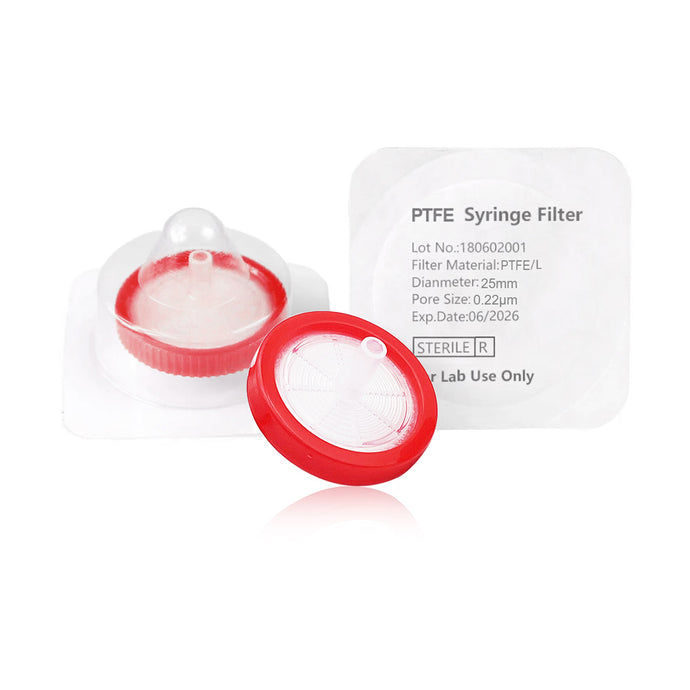 Syringe Filter, Hydrophilic PTFE, Sterile, Dia. 25mm, Pore 0.22μm, 50pcs/pk, 10pk/case