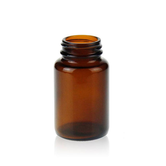 100mL Wide Mouth Amber Glass bottle 50×87.5mm 38-400. 24 pcs/pk.