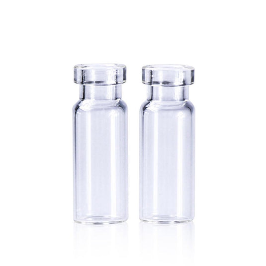 2mL Clear Glass Flat Base 11mm Crimp Vial Wide Opening. 100pcs/pk.