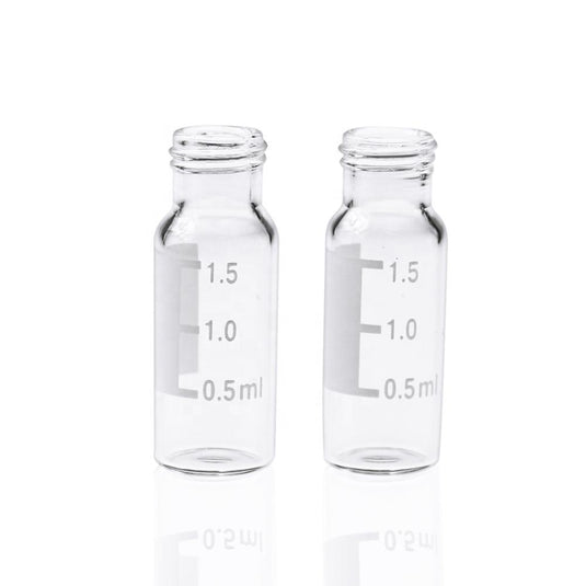 2mL Clear Glass 12×32mm Flat Base 9-425 Screw Thread Vial with Label, 100pcs/pk, 50pk/case.