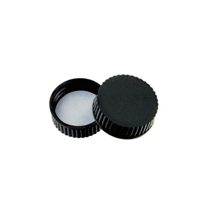 33-400 Black Closed PP Top Cap, with White PE Septa 1.0mm Thick. 8 pcs/pk