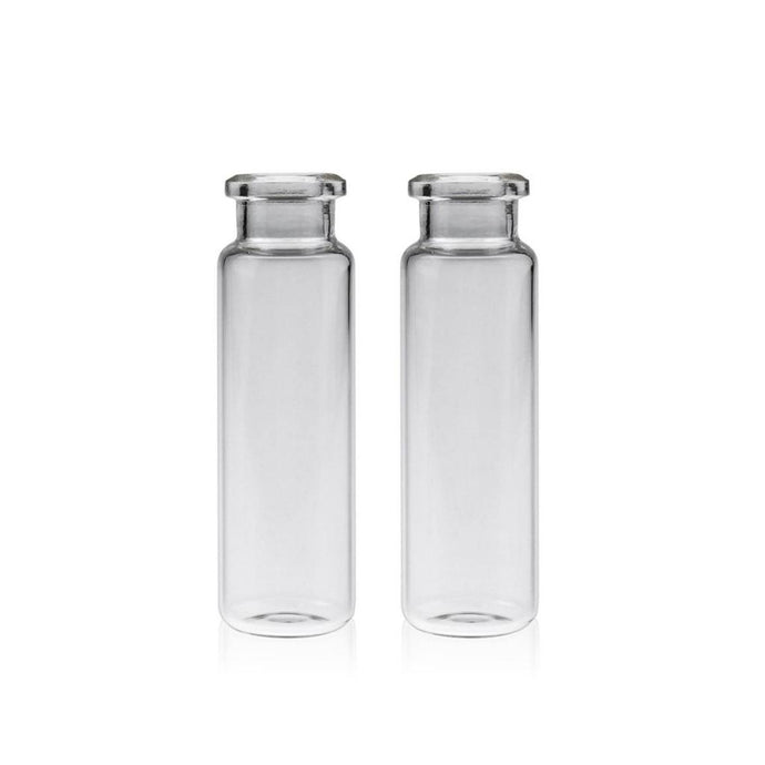 20mL Clear Glass 22.5×75mm Crimp Headspace Vial. 20mm Beveled Edge. Rounded-flat Bottom. 100pcs/pk, 30pk/case.