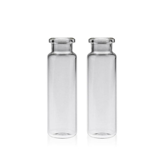 20mL Clear Glass 22.5×75mm Crimp Headspace Vial. 20mm Beveled Edge. Rounded-flat Bottom. 100pcs/pk, 30pk/case.
