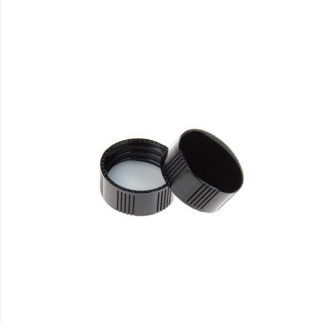 24-400 Black Closed PP Top Cap, with White PE Septa 1.0mm Thick. 100pcs/pk