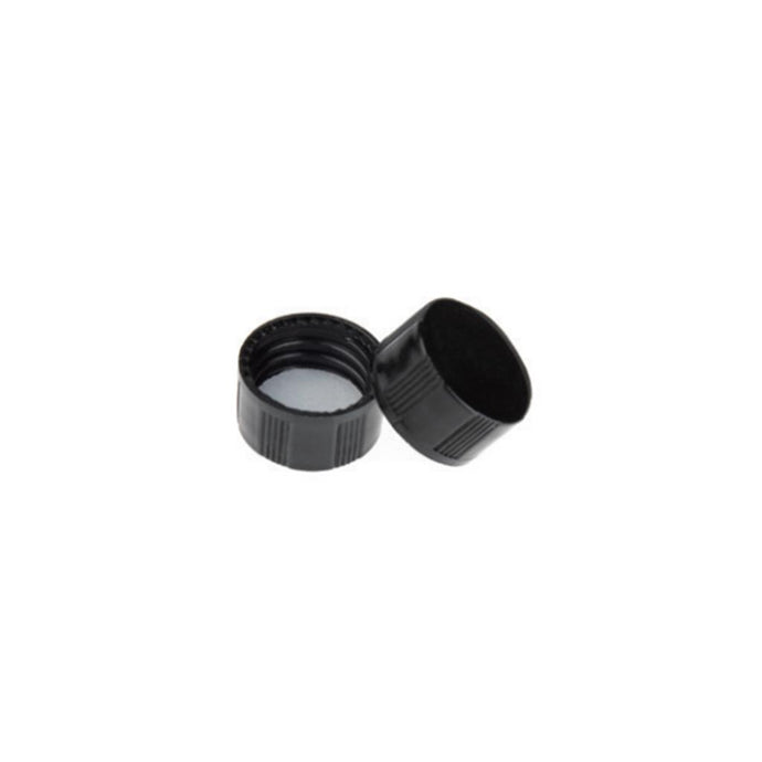 15-425 Black Closed PP Top Cap, with White PE Septa 1.0mm Thick. 100pcs/pk