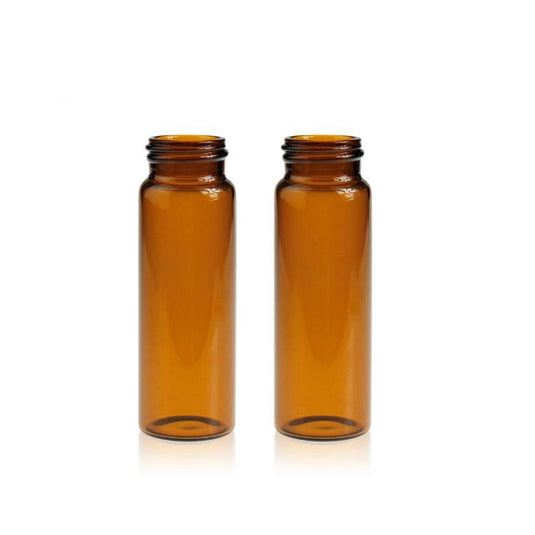 30mL Amber Glass 27.5×84mm 24-400 Screw Thread Sample Vial. 100 pcs/pk, 12pk/case.