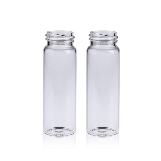 30mL Clear Glass 27.5×84mm 24-400 Screw Thread Sample Vial. 100 pcs/pk, 12pk/case.