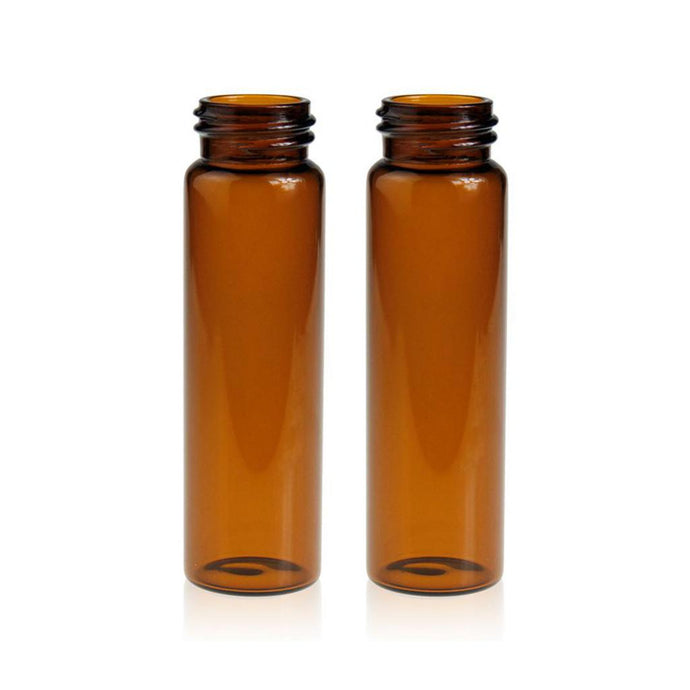 40mL Amber Glass 27.5×95mm 24-400 Screw Thread Sample Vial. 100 pcs/pk, 12pk/case.