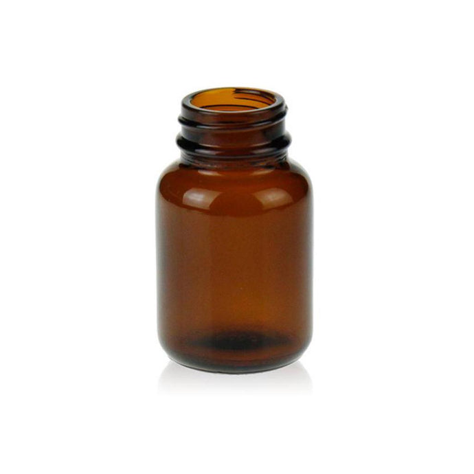 60mL Wide Mouth Amber Glass bottle 44.5×75.5mm 33-400. 48 pcs/pk.