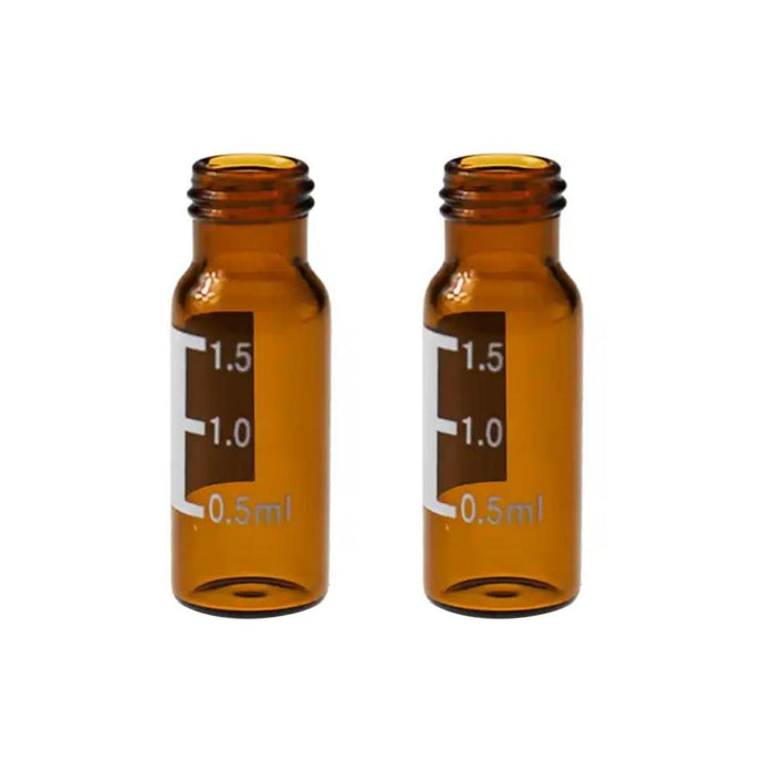 2mL Amber Glass 12×32mm Flat Base 9-425 Screw Thread Vial with Label, 100pcs/pk.