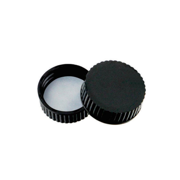 45-400 Black Closed PP Top Cap, with White PE Septa 1.0mm Thick.  24 pcs/pk