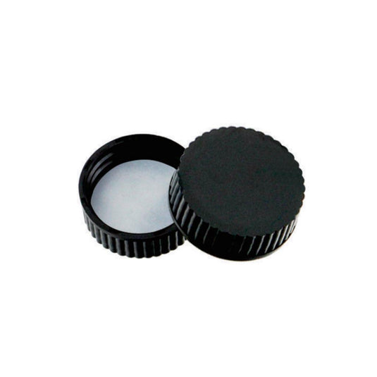 45-400 Black Closed PP Top Cap, with White PE Septa 1.0mm Thick.  24 pcs/pk