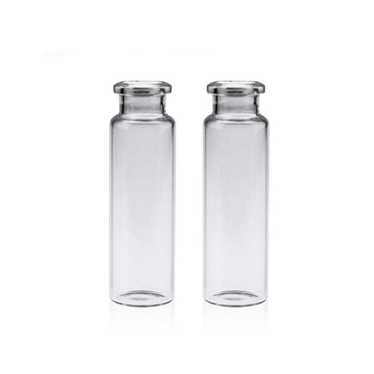 20mL Clear Glass 22.5×75mm Crimp Headspace Vial. 20mm Beveled Edge. Flat Bottom. 100pcs/pk, 30pk/case.