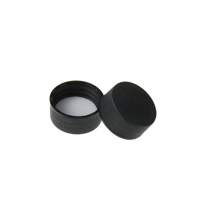 22-400 Black Closed PP Top Cap, with White PE Septa 1.0mm Thick. 24 pcs/pk
