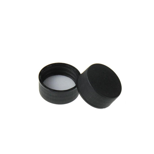 22-400 Black Closed PP Top Cap, with White PE Septa 1.0mm Thick. 24 pcs/pk