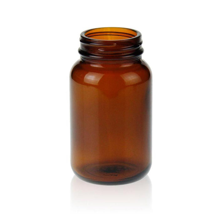 150mL Wide Mouth Amber Glass bottle 56×100mm 45-400. 24 pcs/pk.