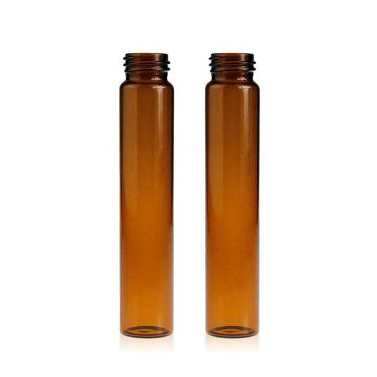60mL Amber Glass 27.5×140mm 24-400 Screw Thread Sample Vial. 100 pcs/pk, 12pk/case.