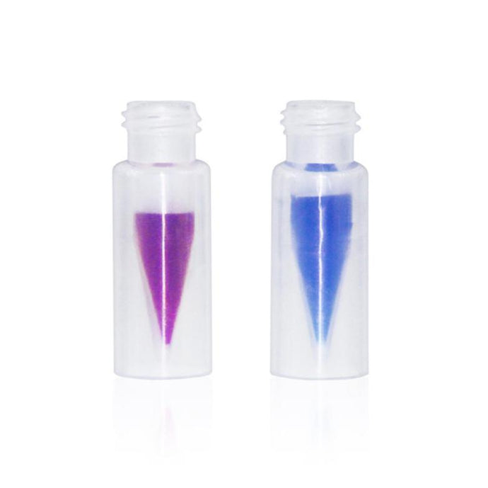 2mL 12×32mm Transparent PP 9-425 Screw Thread Vial with Integrated 0.3 mL Micro-insert. 100pcs/pk, 50pk/case.